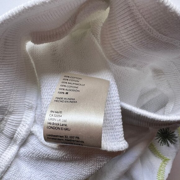 Anthropologie Terry White Green Embroidered Daily Practice Shorts sz Large - Picture 6 of 7